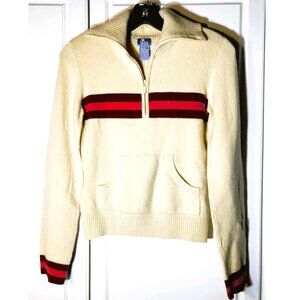 CREAM ZIP FRONT ATHLETIC STYLE CONVERTIBLE SWEATER BY LILU – JUNIOR MEDIUM